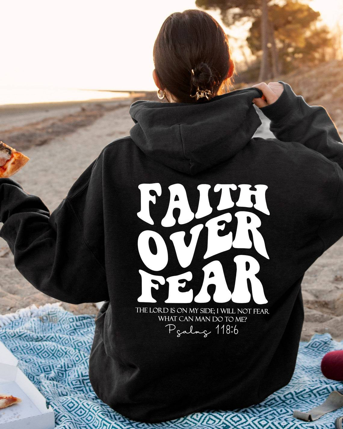 Inspirational Faith Over Fear Sweatshirt - Christian Hoodie with Bible Verse